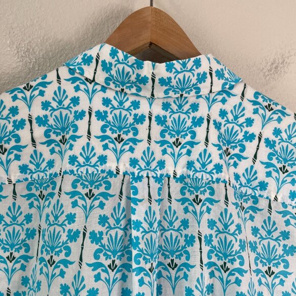 Talbots Womens Petite XL Modern Classic Button Down Shirt Damask Bouquet Blouse - Picture 10 of 12